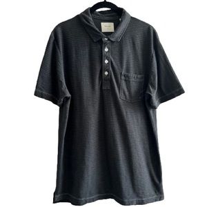 Billy Reid Short Sleeve Standard Fit Pensacolo Polo Shirt Pocket Grey Stripe